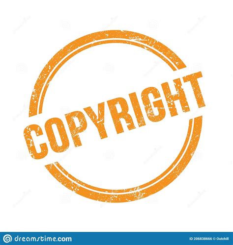 COPYRIGHT Text Written On Orange Grungy Round Stamp Stock Illustration