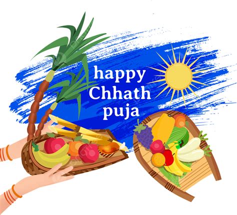 과일 일러스트 그림을 들고 행복 Chhath Puja 핸드 헬드 과일 행복한 Chhath Puja PNG 일러스트 및