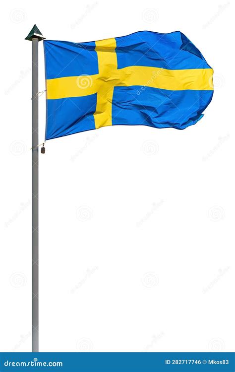 Swedish Flag On A Pole On White Background Stock Photo Image Of