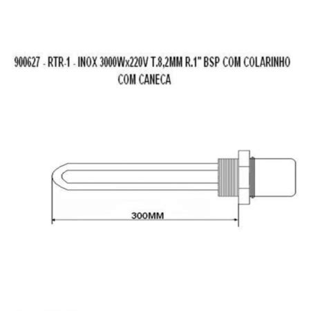 Resistência Aquecedor 3000W X 220V Rosca 1 300mm