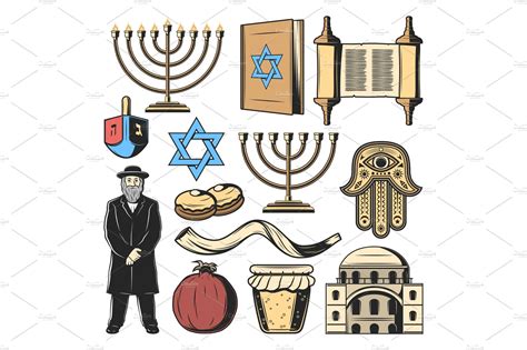 Jewish religion symbols, culture | Illustrations ~ Creative Market