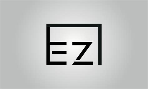 Letter Ez Logo Design Ez Logo With Square Shape In Black Colors Vector