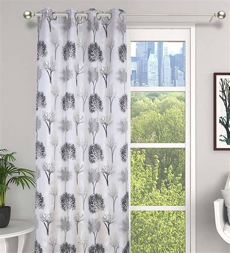 Buy Grey Polyester Light Filtering Feet Eyelet Curtain Piece At