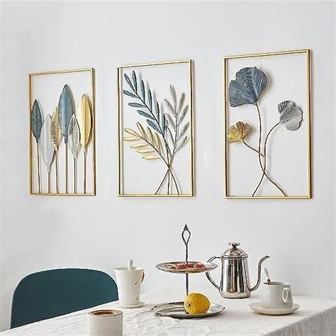 URBAN CREW INI Gold Metal Wall Decor Leaf Wall Hanging Decoration Set