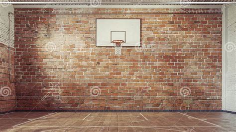 Indoor Basketball Court with Brick Wall Background Generative AI Stock ...