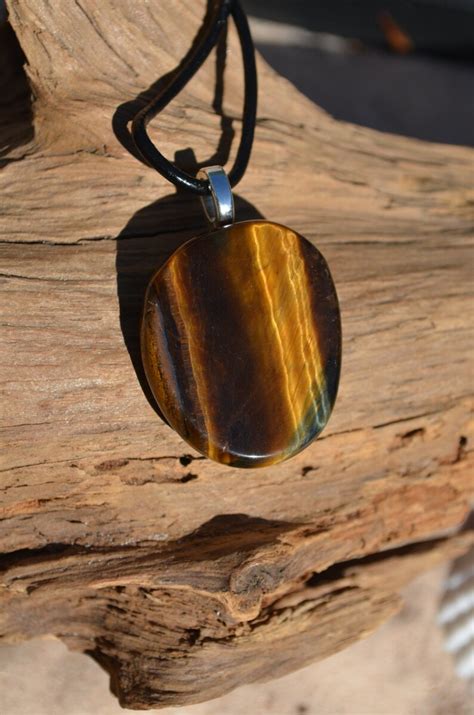 Gold Tiger S Eye Stone Necklace Etsy