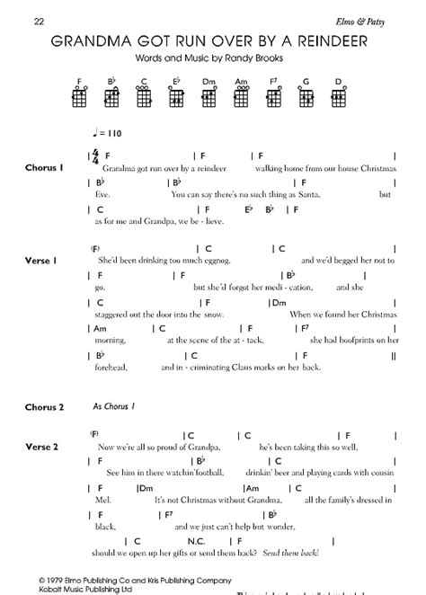 Grandma Got Run Over By A Reindeer Ukulele Chord Songbook Pdf Noten