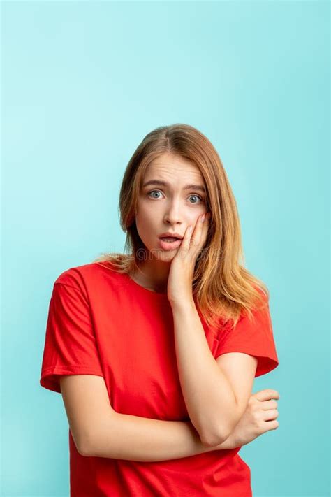 Shocked Woman Portrait Omg Reaction Worried Lady Stock Photo - Image of ...