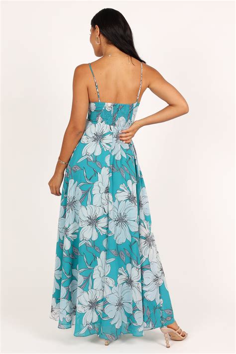 Flourish Maxi Dress Blue Floral Petal And Pup Usa