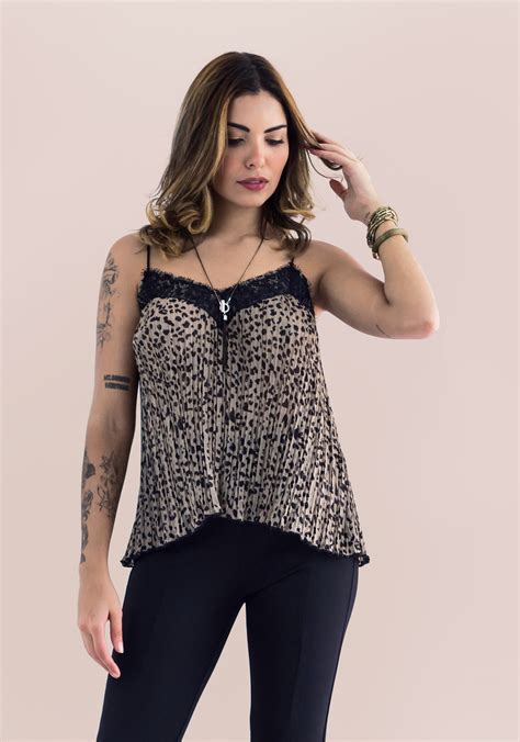 Blusa Alcinha Plissada Renda The Style Box