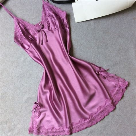 Ho Sexy Women Satin Silk Sleepwear Pajamas Nightdress Lingerie Night