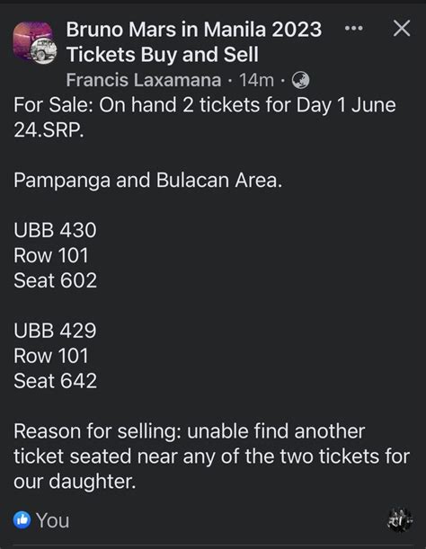 Bruno Mars Ticket For Day 1 7 24 On Carousell