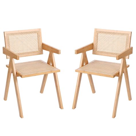 Furlide Rattan Accent Chairs Modern Mid Century Dining Chairs Set Of