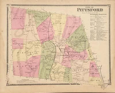 Antique Map Pittsford, VT - FW Beers Atlas of Rutland County VT 1869 | eBay