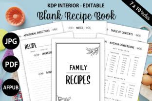 Blank Recipe Book Kdp Interior Editable Graphic By Inkyaart Creative