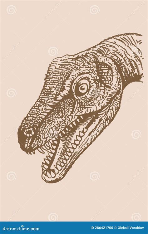 Graphical Vintage Illustration Of Diplodocus On Sepia Background Vector