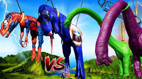 Spiderman Indominus Vs Captain America Tyrannosaurus Rex Dinosaurs