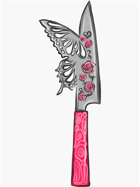 "Pink Butterfly Knife " Sticker by Thecursedworks | Redbubble