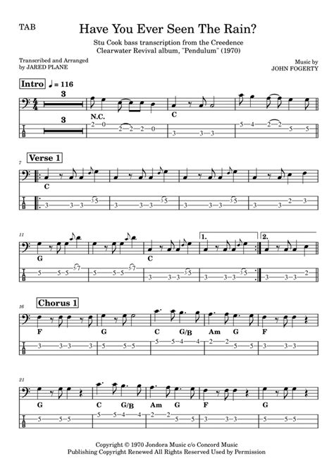 Have You Ever Seen The Rain By Creedence Clearwater Revival Guitar Tablature Digital Sheet