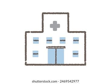 Simple Hand Drawn Hospital Building Illustration Stock Vector Royalty