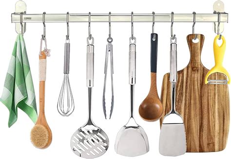 Amazon OKEPOO Kitchen Rail With Hooks 30 Kitchen Utensil Hanger