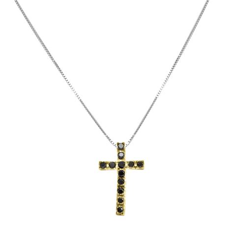 Collana In Oro Bianco E Giallo Con Diamanti Neri Ct 0 20 ALFIERI