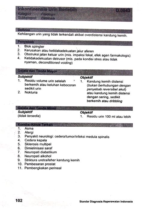 D0043 Inkontinensia Urin Fungsional Sdki Standart Diagnosis