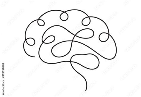 One Line Brain Design Silhouettelogo Design Hand Drawn Minimalism Style 素材庫向量圖 Adobe Stock