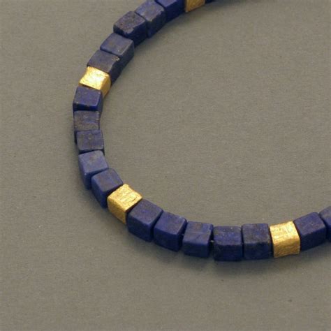 Cubed Lapis Lazuli Necklace With Gilded Silver - Etsy Singapore | Lapis lazuli bracelet, Lapis ...