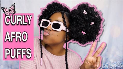 Two Huge Afro Puffs Natural Hairstyle W Butterfly 🦋 Clips And Beads Youtube