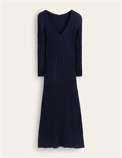 Ribbed Knitted Maxi Dress Navy Boden Eu