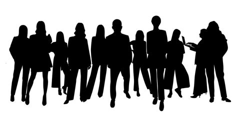 Crowd silhouette outline, group of people. Youth, business group ...