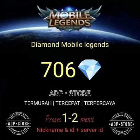 Jual Diamond Mobile Legends 706 Dm Topup Ml Mlbb Di Lapak Adpstore Bukalapak