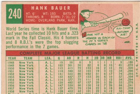 59 Topps One F G Card At A Time 240 Hank Bauer