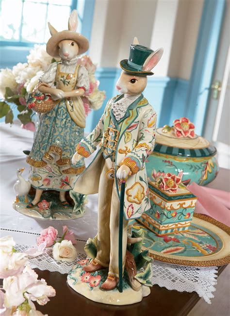 Dapper Rabbit Figurines Fitz And Floyd Easter Bunny Figurines