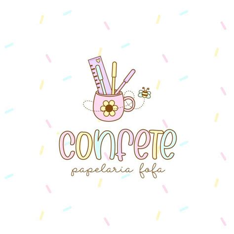 The Logo For Confee Papeleria Fila Which Is Designed In Pastel Colors