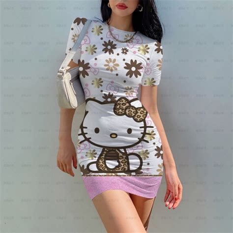 Beach Outing Disney Dress Hello Kitty Summer Dresses For Women 2024 Skirts Woman Fashion 2024