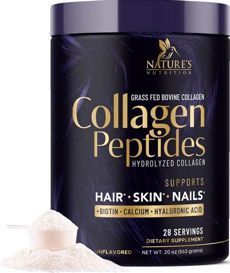 Collagen Peptides Powder With Hyaluronic Acid And Biotin Unflavored 20g Grass Fed Collagen