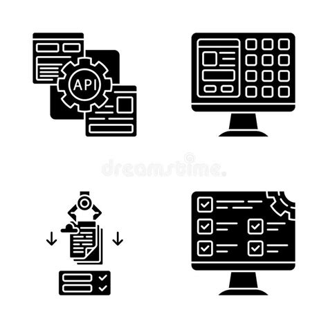 Rpa Glyph Icons Set Stock Vector Illustration Of Digital