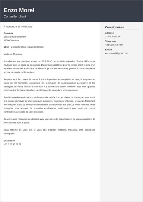 Exemple Lettre De Motivation Stage Demande De Stage Réussie