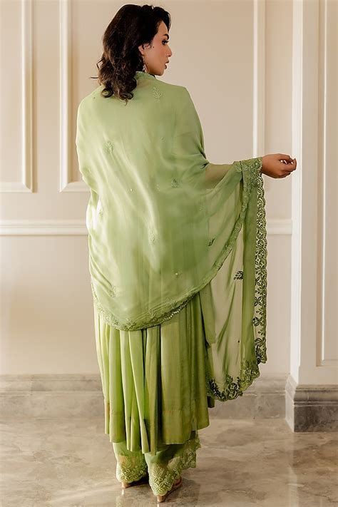 Pista Green Cotton Silk Anarkali Set By Paulmi And Harsh At Pernias Pop