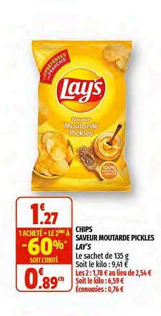 Promo Chips Saveur Moutarde Pickles Lay S Chez Coccinelle Express