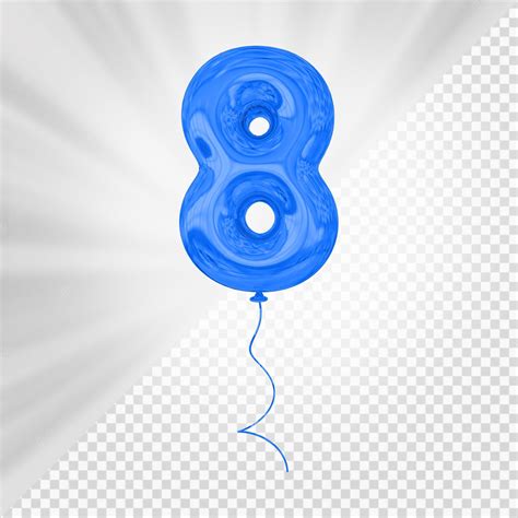 Premium PSD | Blue balloon number 8