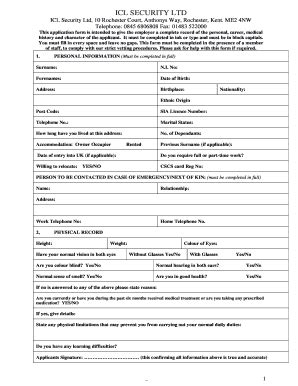 Fillable Online Icl Application Form New Ts Innovations Pty Limited