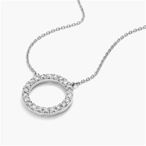 K White Gold Open Circle Diamond Necklace W