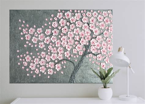 Cherry Blossom Tree Painting Palette Knife Painting By Ukrainian Artist