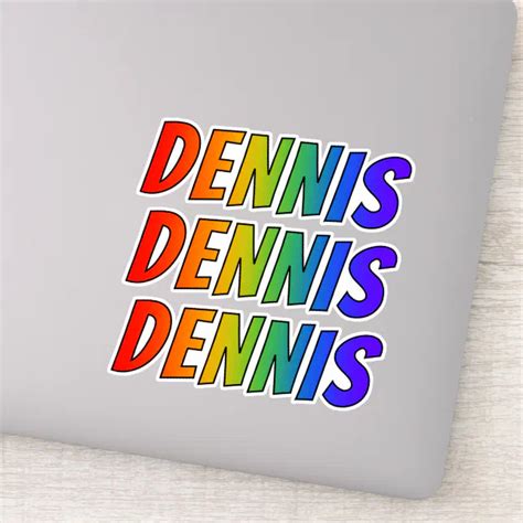 First Name Dennis W Fun Rainbow Coloring Sticker Zazzle