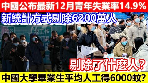 🔴中國公布最新12月青年失業率14 9 ！新統計方式剔除6200萬人！剔除了什麼人？中國大學畢業生平均人工得6000蚊？｜cc字幕｜podcast｜日更頻道 畢業生 失業 失業率