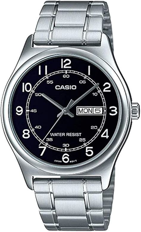 Amazon Casio Mtp V D B Men S Stainless Steel Easy Reader Black