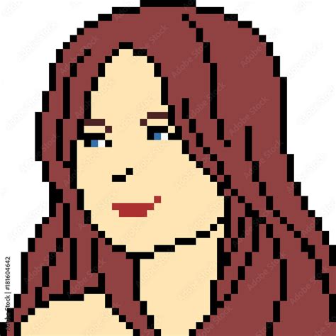 vector pixel art woman portrait Stock Vector | Adobe Stock